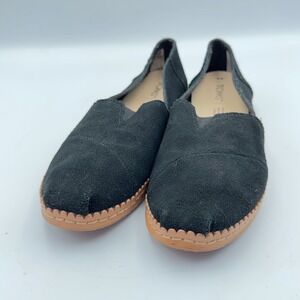 TOMS Jutti Black Suede Pointed Toe D'Orsay Scalloped Sole Flats Womens 9 M